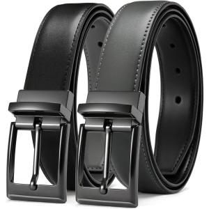 imageCHAOREN Reversible Belt Men 1 Piece  125 Leather Dress Belt  Trim to Fit for Elegant StyleGreyBlack