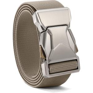 imageCHAOREN Tactical Belt Men  15 Stretch Belt for Work  Quick Release for Military Casual Jeans EDC HikingSilverKhaki
