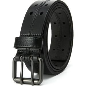 imageCHAOREN Work Belts for Men Heavy Duty  15 Full Grain Leather Belt Casual  Fully Adjustable Double ProngCasual Black