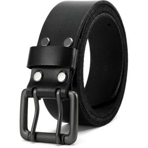 imageCHAOREN Work Belts for Men Heavy Duty  15 Full Grain Leather Belt Casual  Fully Adjustable Double ProngClassic Black