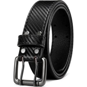 imageCHAOREN Work Belts for Men Heavy Duty  15 Full Grain Leather Belt Casual  Fully Adjustable Double ProngClassic Carbon Fiber
