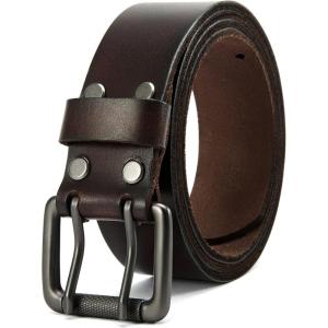 imageCHAOREN Work Belts for Men Heavy Duty  15 Full Grain Leather Belt Casual  Fully Adjustable Double ProngClassic Dark Brown