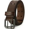 imageCHAOREN Work Belts for Men Heavy Duty  15 Full Grain Leather Belt Casual  Fully Adjustable Double ProngCasual Brown