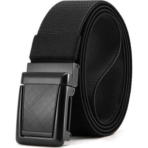 imageCHAOREN Tactical Belt Men  15 Stretch Work Belt with Quick Release Zinc Alloy Buckle for Military Casual Jeans HikingBlack Crosshatch  Black