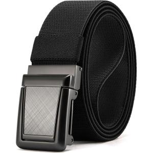 imageCHAOREN Tactical Belt Men  15 Stretch Work Belt with Quick Release Zinc Alloy Buckle for Military Casual Jeans HikingGun Crosshatch  Black