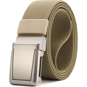 imageCHAOREN Tactical Belt Men  15 Stretch Work Belt with Quick Release Zinc Alloy Buckle for Military Casual Jeans HikingKhaki