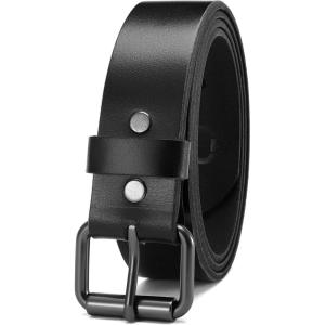imageCHAOREN Work Belts for Men Heavy Duty  15 Full Grain Leather Belt Casual  Fully Adjustable Double ProngBlack Single Prong