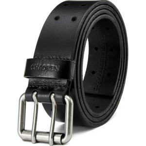 imageCHAOREN Work Belts for Men Heavy Duty  15 Full Grain Leather Belt Casual  Fully Adjustable Double ProngCasual Blacksilver
