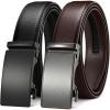 imageCHAOREN Leather Ratchet Belt Men 2 Pack  Customizable Fit Effortless Style 35mmBasic BlackDark Brown
