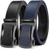 imageCHAOREN Leather Ratchet Belt Men 2 Pack  Customizable Fit Effortless Style 35mmCurved BlackCurved Navy