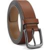 imageCHAOREN Mens Belts Leather  35mm Genuine Leather Belt for Jeans  Men Gift for Casual DressBrown Stitched
