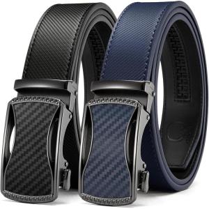imageCHAOREN Leather Ratchet Belt Men 2 Pack  Customizable Fit Effortless Style 35mmCurved BlackCurved Navy