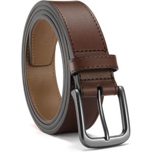imageCHAOREN Mens Belts Leather  35mm Genuine Leather Belt for Jeans  Men Gift for Casual DressDark Brown Stitched