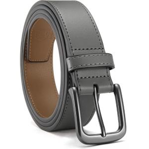 imageCHAOREN Mens Belts Leather  35mm Genuine Leather Belt for Jeans  Men Gift for Casual DressGrey Stitched