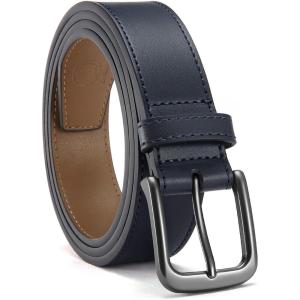 imageCHAOREN Mens Belts Leather  35mm Genuine Leather Belt for Jeans  Men Gift for Casual DressNavy Stitched