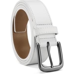 imageCHAOREN Mens Belts Leather  35mm Genuine Leather Belt for Jeans  Men Gift for Casual DressWhite Stitched