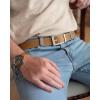 imageCHAOREN Ratchet Belts for Men  15 Mens Belt Genuine Leather for Causual Jeans  Customizable StyleVersatile FitFull Grain Cognac