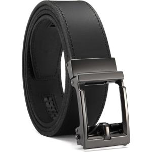 imageCHAOREN Ratchet Belts for Men  15 Mens Belt Genuine Leather for Causual Jeans  Customizable StyleVersatile FitFull Grain Black