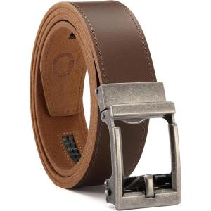 imageCHAOREN Ratchet Belts for Men  15 Mens Belt Genuine Leather for Causual Jeans  Customizable StyleVersatile FitFull Grain Brown