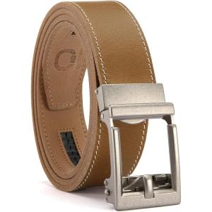 imageCHAOREN Ratchet Belts for Men  15 Mens Belt Genuine Leather for Causual Jeans  Customizable StyleVersatile FitFull Grain Cognac
