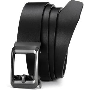 imageCHAOREN Ratchet Belts for Men  15 Mens Belt Genuine Leather for Causual Jeans  Customizable StyleVersatile FitGenuine Leather Black