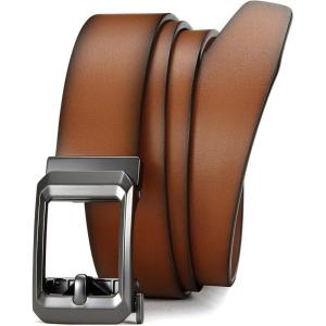 imageCHAOREN Ratchet Belts for Men  15 Mens Belt Genuine Leather for Causual Jeans  Customizable StyleVersatile FitGenuine Leather Brown