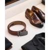 imageCHAOREN Mens Dress Belt  Mens Ratchet Belt Leather for Dress Pant  Micro Adjustable Belts Fit EverywhereCharcoal Depiction  Cognac