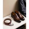 imageCHAOREN Mens Dress Belt  Mens Ratchet Belt Leather for Dress Pant  Micro Adjustable Belts Fit EverywhereSlash Basic  Brown