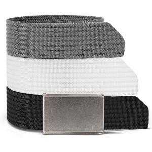 imageCHAOREN Mens Belt  15 Nylon Webbing Belt with Quick Release Buckle  Adjustable Fit for Casual Work amp Military  One SizeBlack  White  Grey