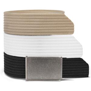 imageCHAOREN Mens Belt  15 Nylon Webbing Belt with Quick Release Buckle  Adjustable Fit for Casual Work amp Military  One SizeBlack  White  Khaki