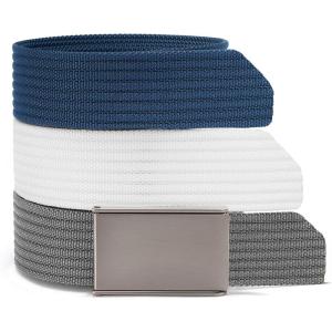 imageCHAOREN Mens Belt  15 Nylon Webbing Belt with Quick Release Buckle  Adjustable Fit for Casual Work amp Military  One SizeBrushed Navy  White  Grey