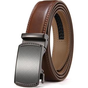 imageCHAOREN Mens Dress Belt  Mens Ratchet Belt Leather for Dress Pant  Micro Adjustable Belts Fit EverywhereCharcoal Depiction  Cognac