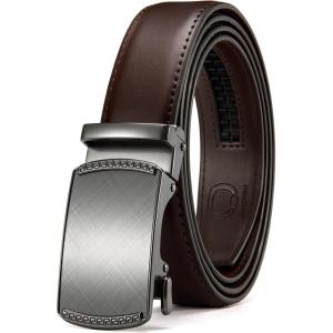 imageCHAOREN Mens Dress Belt  Mens Ratchet Belt Leather for Dress Pant  Micro Adjustable Belts Fit EverywhereCharcoal Depiction  Drak Brown