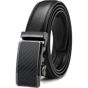 imageCHAOREN Mens Dress Belt  Mens Ratchet Belt Leather for Dress Pant  Micro Adjustable Belts Fit EverywhereClassic Carbon Fiber  Black