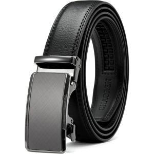 imageCHAOREN Mens Dress Belt  Mens Ratchet Belt Leather for Dress Pant  Micro Adjustable Belts Fit EverywhereRadiant Ore  Black
