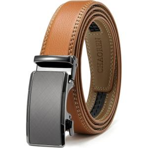 imageCHAOREN Mens Dress Belt  Mens Ratchet Belt Leather for Dress Pant  Micro Adjustable Belts Fit EverywhereRadiant Ore  Light Brown