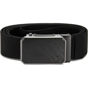 imageCHAOREN Mens Ratchet Belt  15 Stretch Nylon Belts for Casual Work Golf  Adjustable Fit for Everyday ComfortBrushed Black  Black
