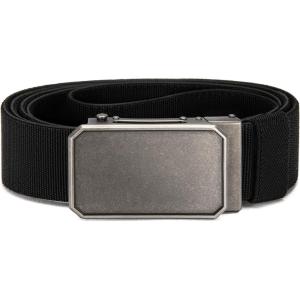 imageCHAOREN Mens Ratchet Belt  15 Stretch Nylon Belts for Casual Work Golf  Adjustable Fit for Everyday ComfortVintage Silver  Black