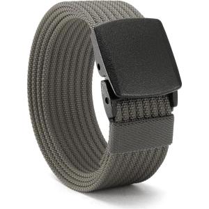 imageCHAOREN Nickel Free Web Belt Men  TSA Approved Non Metal Buckle Nylon Belt Travel with Confidence and Ease 38mmGrey