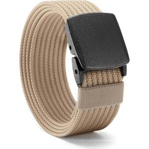imageCHAOREN Nickel Free Web Belt Men  TSA Approved Non Metal Buckle Nylon Belt Travel with Confidence and Ease 38mmKhaki
