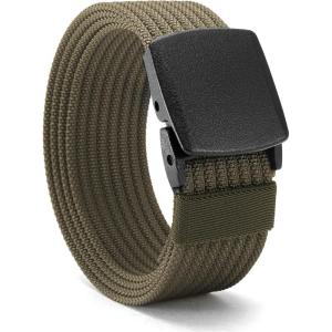 imageCHAOREN Nickel Free Web Belt Men  TSA Approved Non Metal Buckle Nylon Belt Travel with Confidence and Ease 38mmOlive