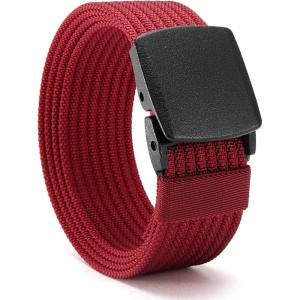 imageCHAOREN Nickel Free Web Belt Men  TSA Approved Non Metal Buckle Nylon Belt Travel with Confidence and Ease 38mmRed