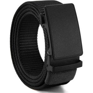 imageCHAOREN Nylon Ratchet Belts for Men  Adjustable Casual Work Belt with Slide Buckle  Trim to FitBlack 38mm