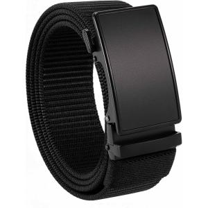 imageCHAOREN Nylon Ratchet Belts for Men  Adjustable Casual Work Belt with Slide Buckle  Trim to FitEssential MatteBlack 35mm