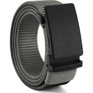 imageCHAOREN Nylon Ratchet Belts for Men  Adjustable Casual Work Belt with Slide Buckle  Trim to FitGrey 38mm