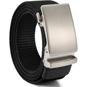 imageCHAOREN Nylon Ratchet Belts for Men  Adjustable Casual Work Belt with Slide Buckle  Trim to FitMetalBlack 38mm