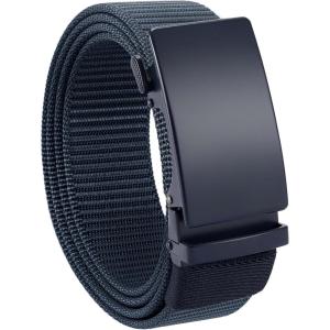 imageCHAOREN Nylon Ratchet Belts for Men  Adjustable Casual Work Belt with Slide Buckle  Trim to FitNavy 35mm
