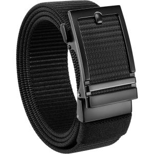 imageCHAOREN Nylon Ratchet Belts for Men  Casual Golf Web Belt Men 1 38  Automatic Adjustable Buckle Fit JeansClassic Gun 35mm