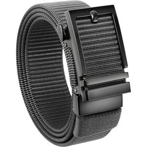 imageCHAOREN Nylon Ratchet Belts for Men  Casual Golf Web Belt Men 1 38  Automatic Adjustable Buckle Fit JeansNeutral Grey 35mm