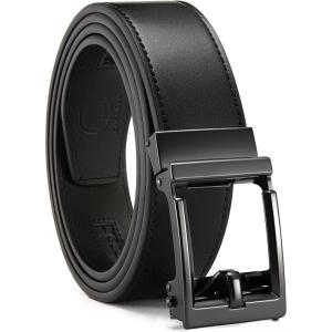 imageCHAOREN Ratchet Belts for Men  15 Mens Belt Genuine Leather for Causual Jeans  Customizable Style Versatile FitBlack